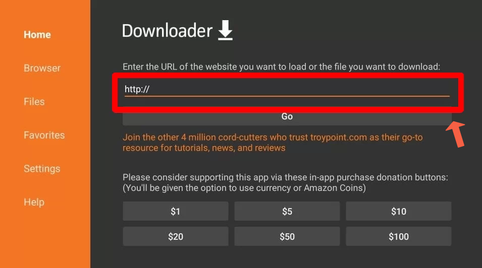 enter-url-on-downloader