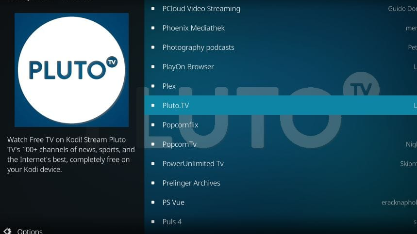 Pluto TV Kodi Add-on on FireStick
