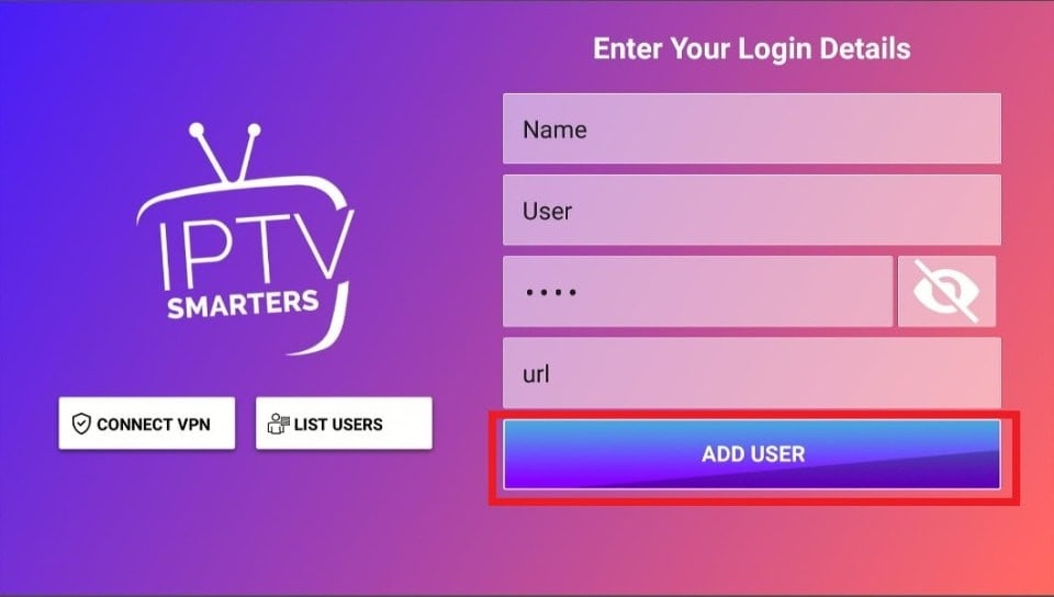 After this, verify your login details and click on Add user to XoomsTV