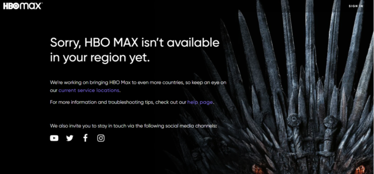 HBO Max not available in Ireland 