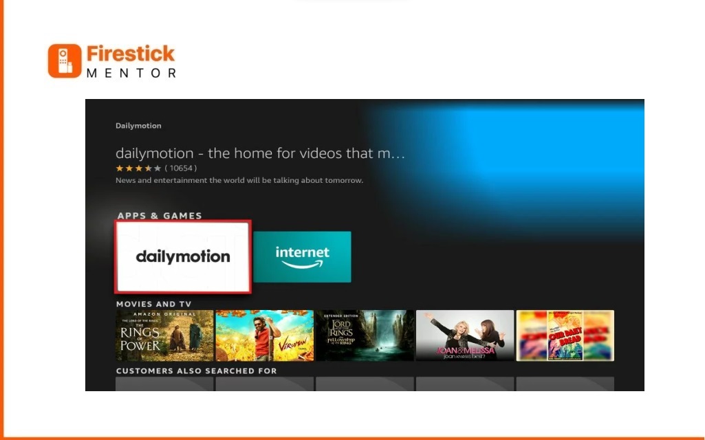 Step 3 Installation Guide for Daily motion for FireStick